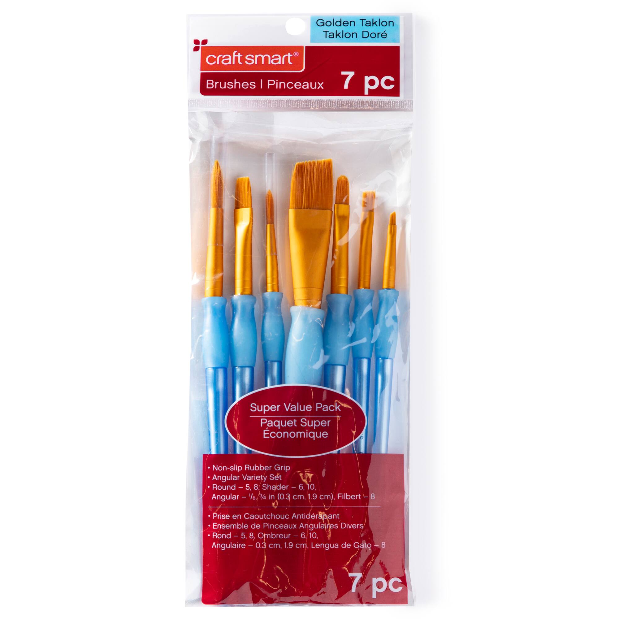 Golden Taklon Angular Variety 7 Piece Brush Set by Craft Smart®